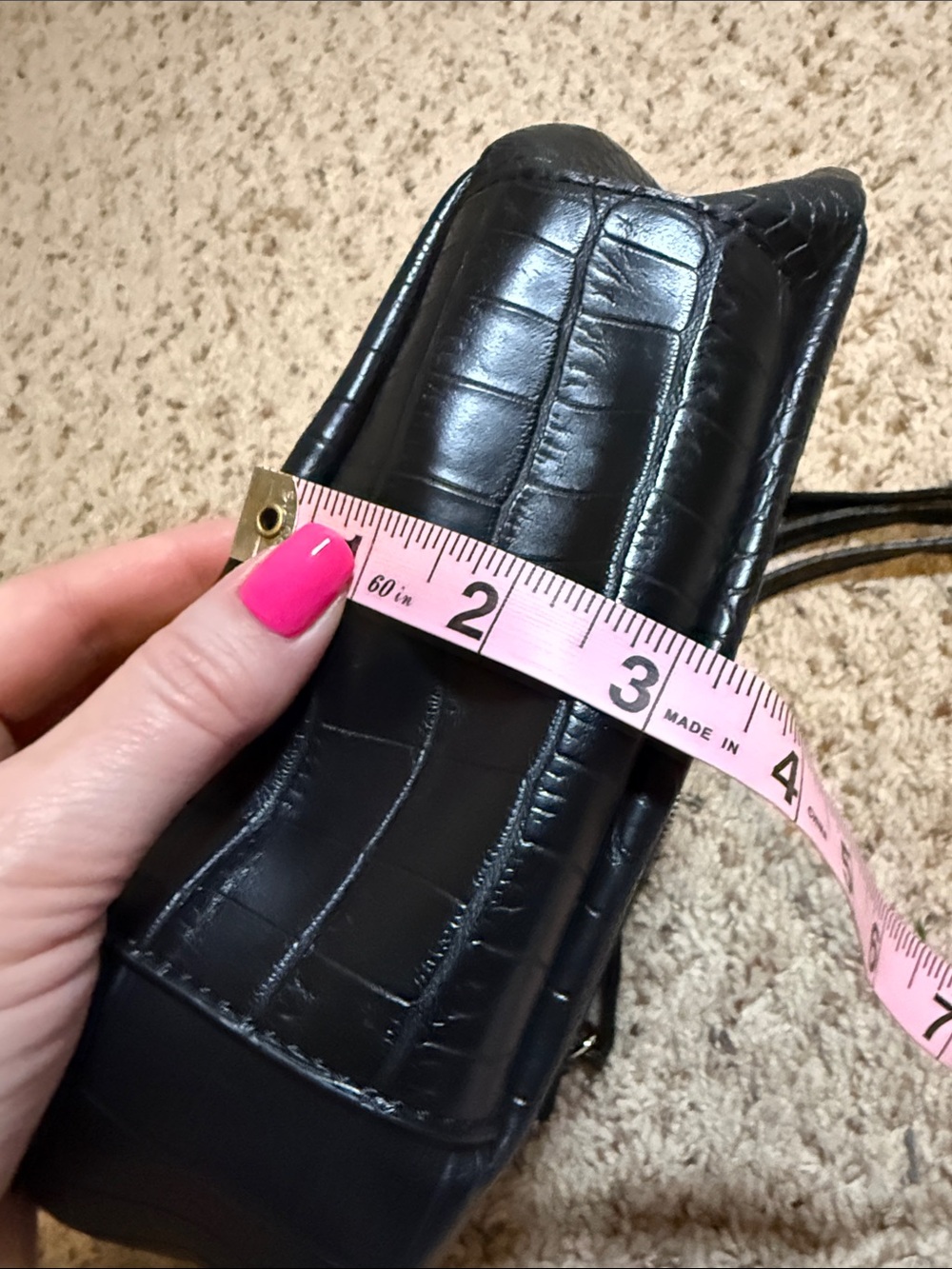 Tahari Black Croc-Embossed Shoulder Bag - Picture 8 of 9